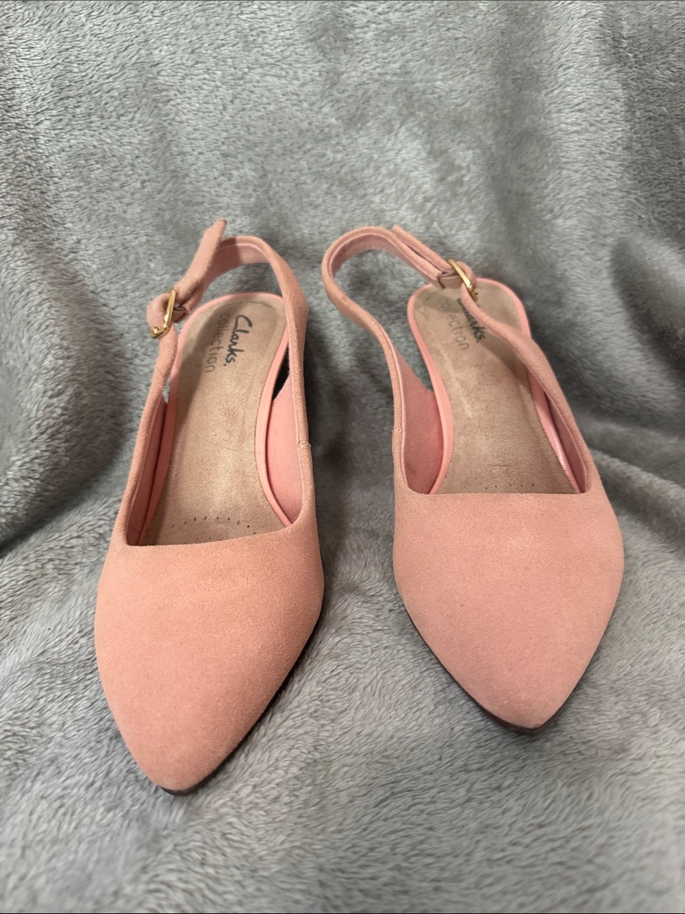 Clarks Pink Suede Pointed Slingback Flats